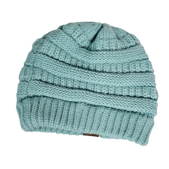CC Resorts teal blue crochet knit beanie - Picture 3 of 4